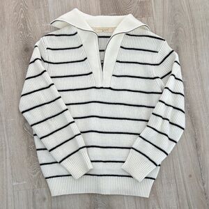 Striped White and Black Women’s Sweater